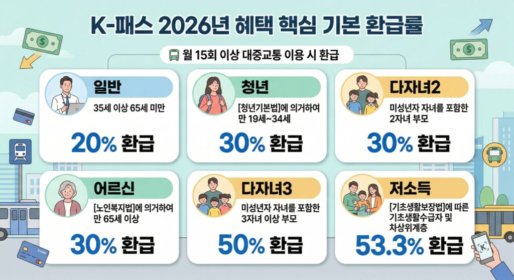 K-패스 2026년 혜택 핵심 기본 환급률